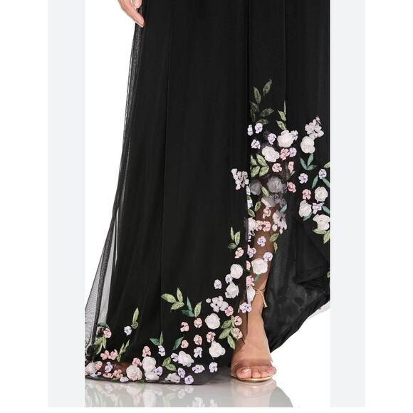 Mac Duggal Asymmetric Floral Chiffon High-Low Sleeveless Black Gown Size 10 NWT - Picture 5 of 13